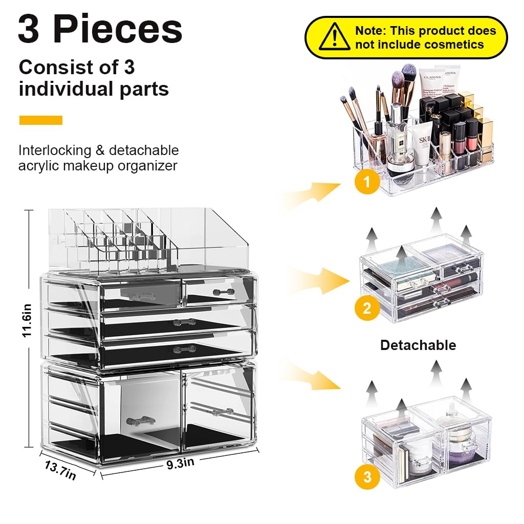 MAYCREATE Dressing Table Organizer Desk Organizer Set of 3Pcs Stackable Makeup Organizer Stylish Transparent Acrylic Desk Organizer for Makeups Tools, Lipsticks, Scrapbooking, Stationeries MAYCREATE Dressing Table Organizer Desk Organizer Set of 3Pcs Stackable Makeup Organizer Stylish Transparent Acrylic Desk Organizer for Makeups Tools, Lipsticks, Scrapbooking, Stationeries